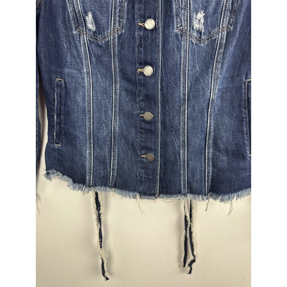 Liverpool Lace Up Jacket Distressed Button Front LS Denim Women's Size Medium - Picture 5 of 14